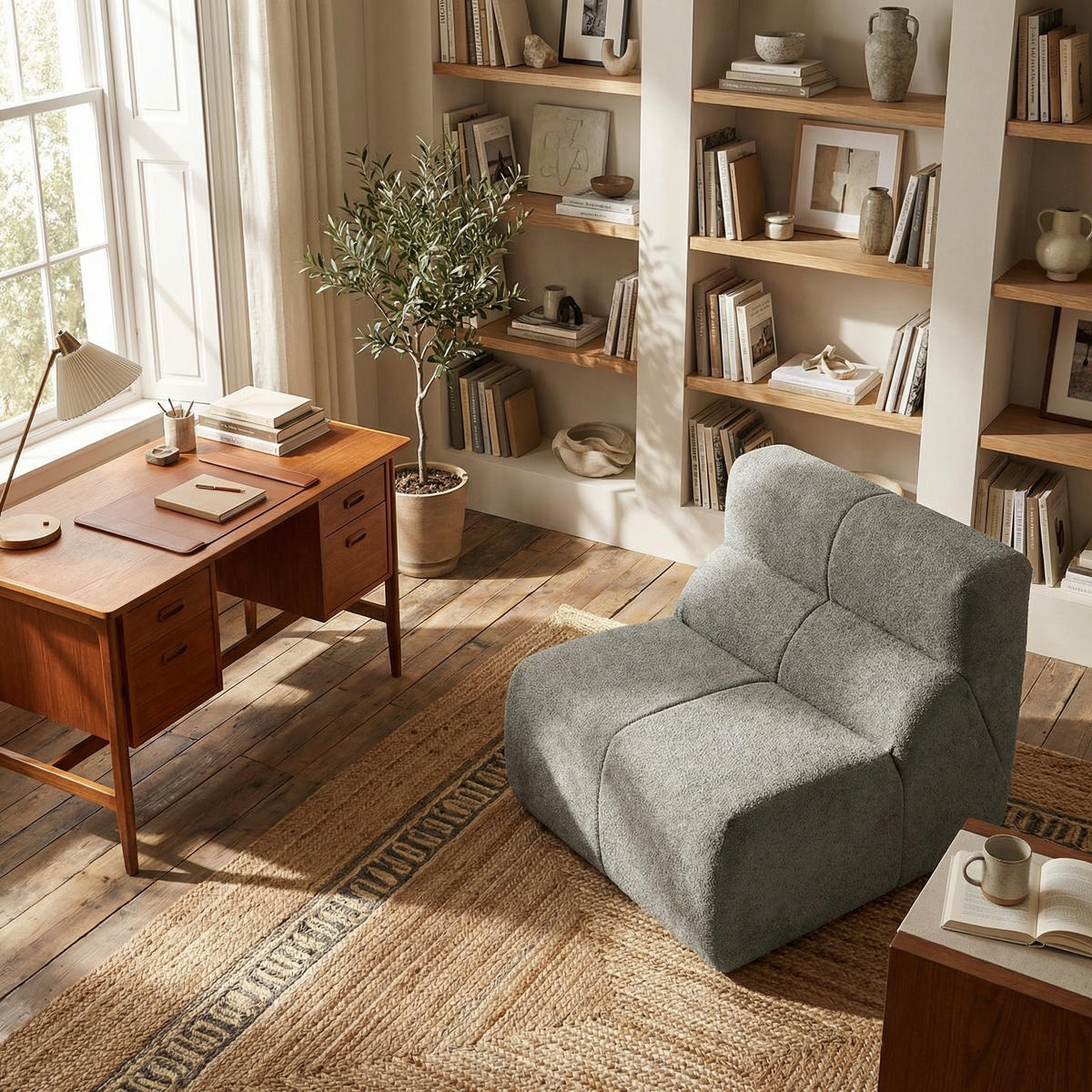 SESSEL Samt mit Regentropfen-Struktur Montagefrei - Hellgrau, Textil (93/79/109cm) - Urban Meuble