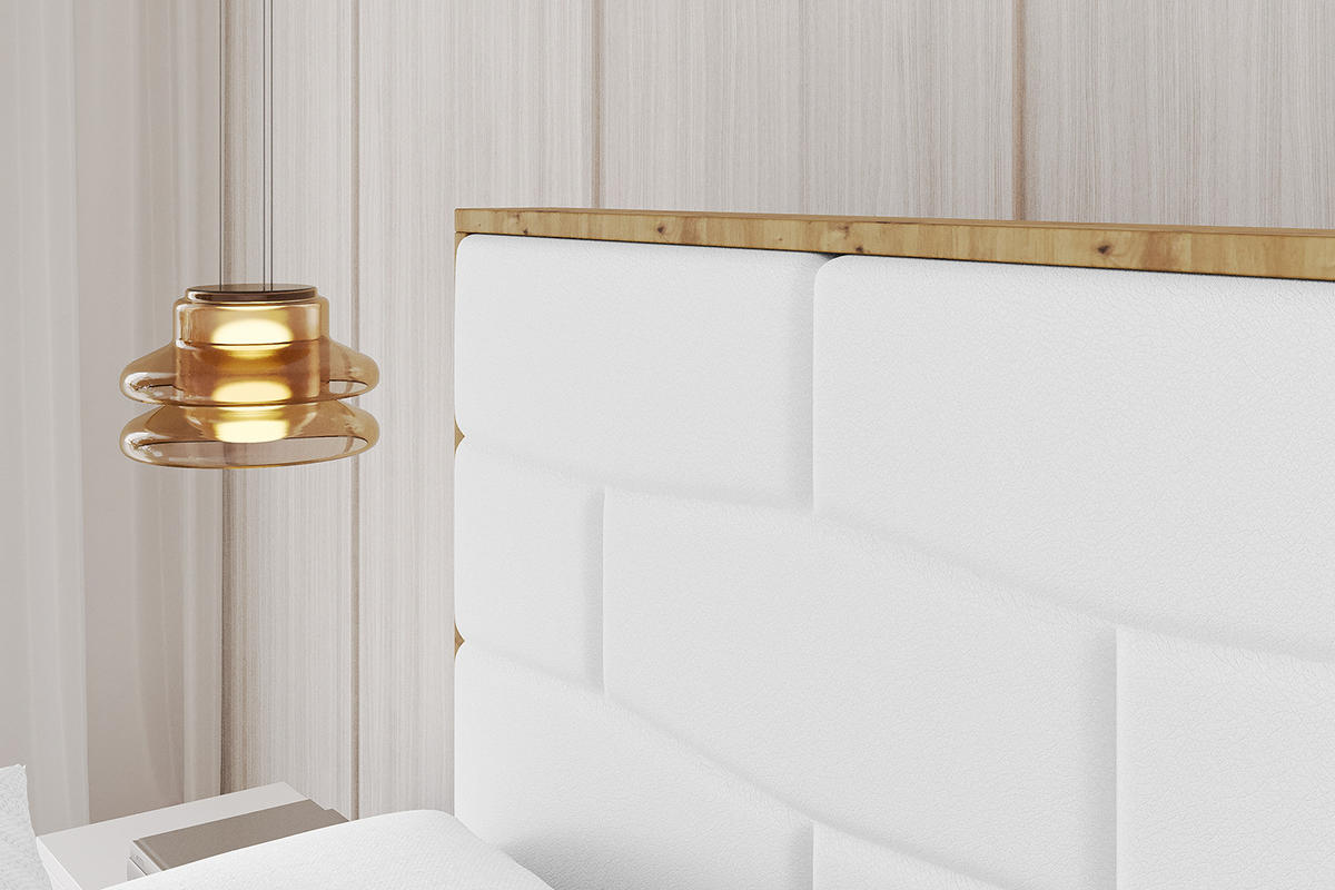 POLSTERBETT mit Bettkasten und Lattenrost, Boxbett ohne Matratze - ENZO8 200x200 Weiß Kunstleder - Weiß Hochglanz, Holzwerkstoff/Textil (200/200cm) - ALTDECOR