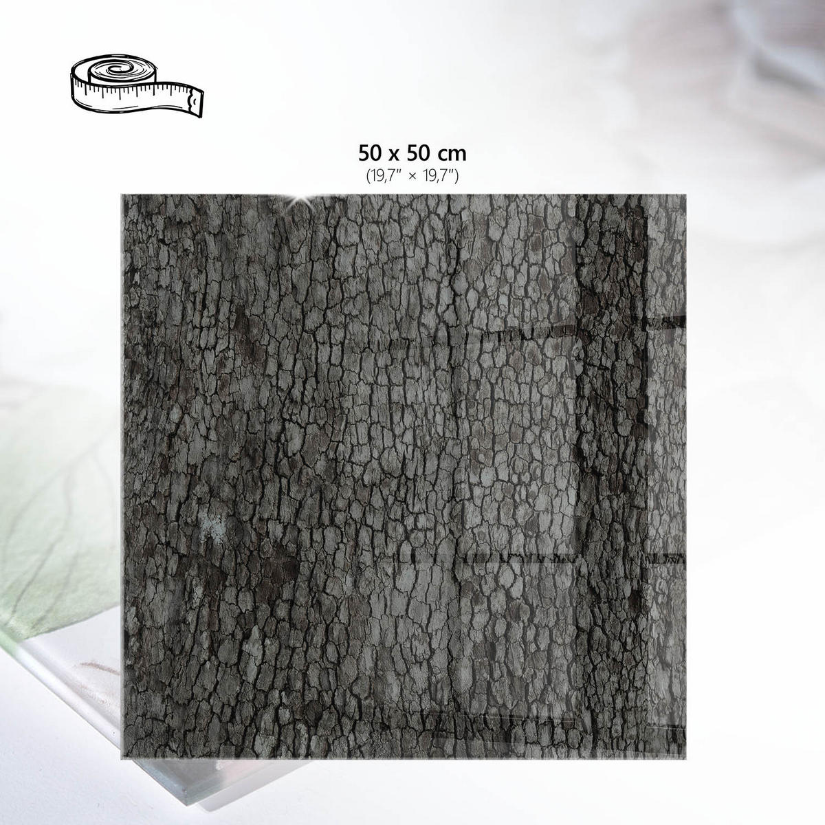 TISCHPLATTE 50x50 cm – Baumrinde - Weiß, Glas (0.4/50/50cm) - Wallfluent