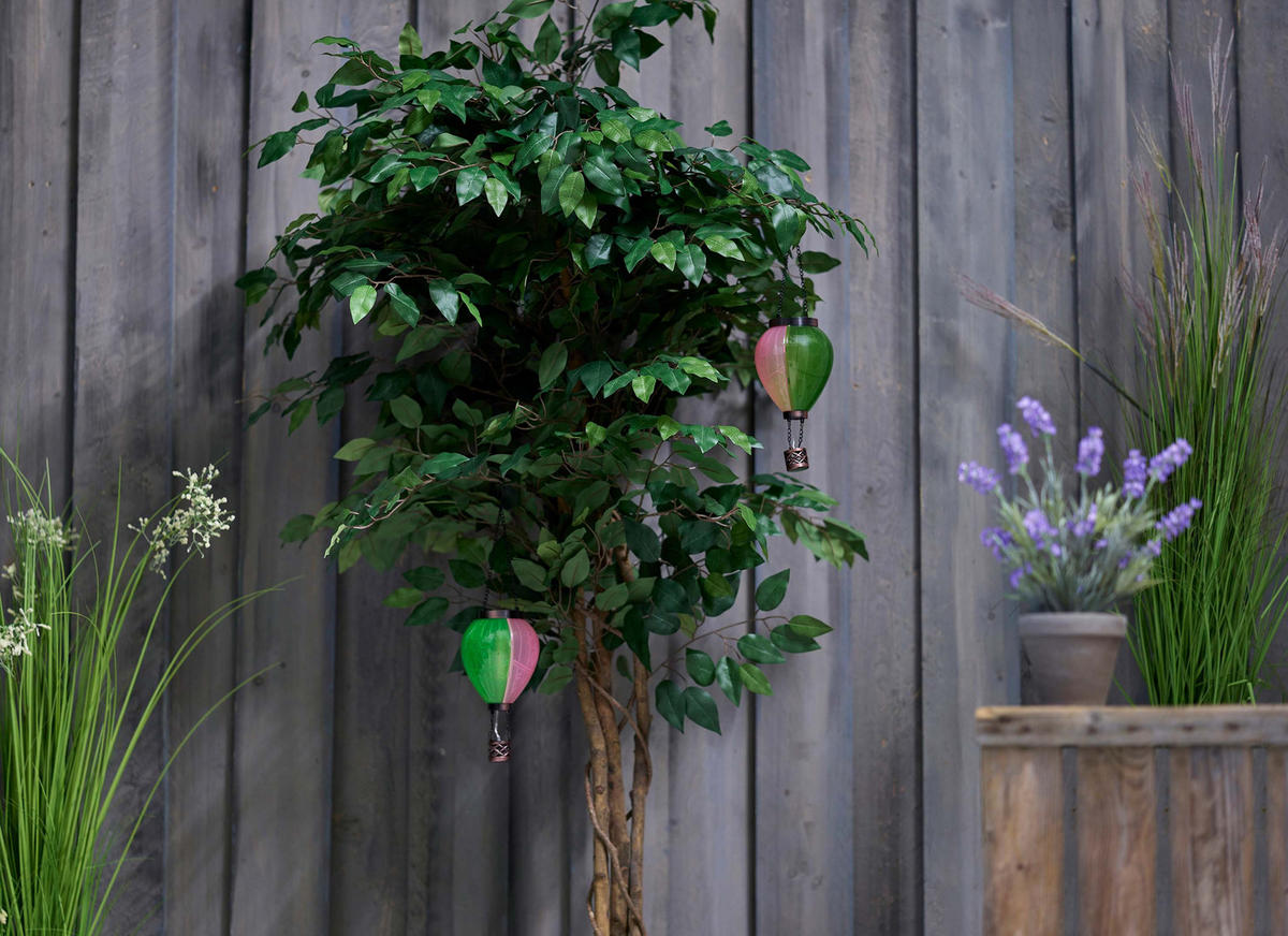 LED-SOLAR-LATERNE - Heißluftballon-Design aus robustem Kunststoff für stimmungsvolle Gartenbeleuchtung, 2er-Set - Grün, Kunststoff (11/30/11cm) - Northpoint
