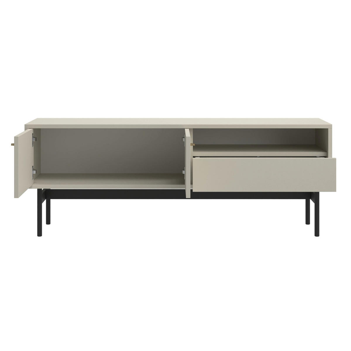 TV-STOLEK Olar II Greige 154 cm - černá/zlatá, kov/kompozitní dřevo (154/56.6/38cm) - Selsey