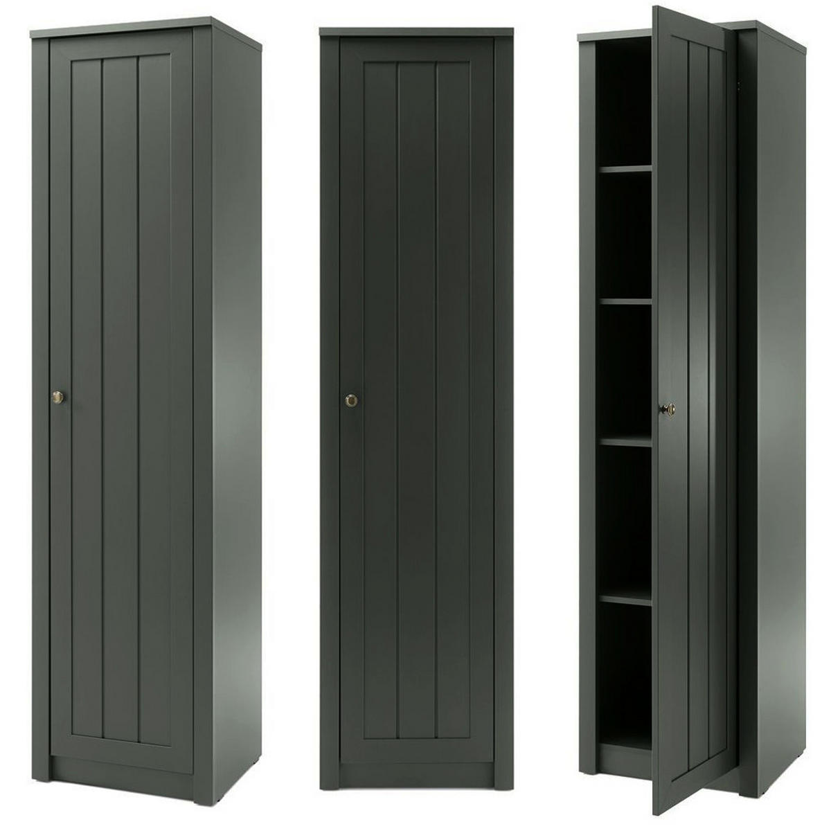 STAURAUMSCHRANK Athen-61 - Grün, Holzwerkstoff (50/197/43cm) - Lomado