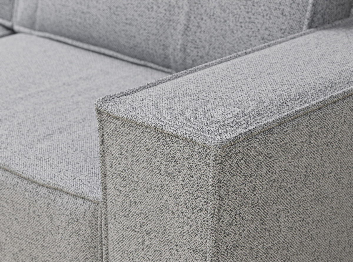 ECKSOFA MIT SCHLAFFUNKTION Zaya Hellgrau Webstoff - Hellgrau/Schwarz, Holz/Holzwerkstoff (255/148cm) - Maison de Reve