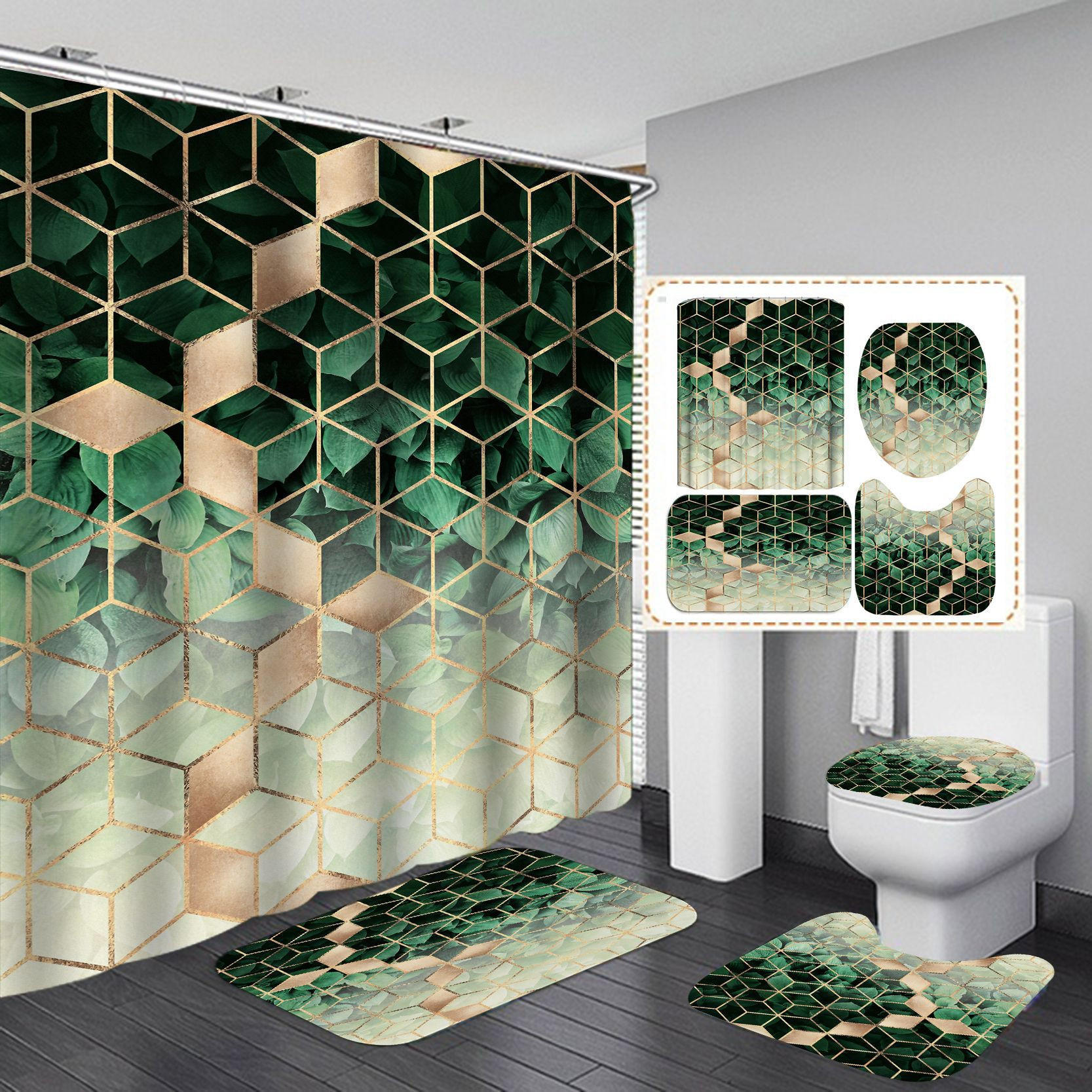 DUSCHVORHANG Badematte Stil - Grün, Textil (180/180cm) - MCBOSON