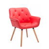 ARMLEHNENSTUHL Lederlook rot - Eukalyptusholzfarben/Rot, Holz/Textil (67/83/60cm) - CLP