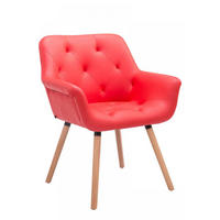 ARMLEHNENSTUHL Lederlook rot - Eukalyptusholzfarben/Rot, Holz/Textil (67/83/60cm) - CLP