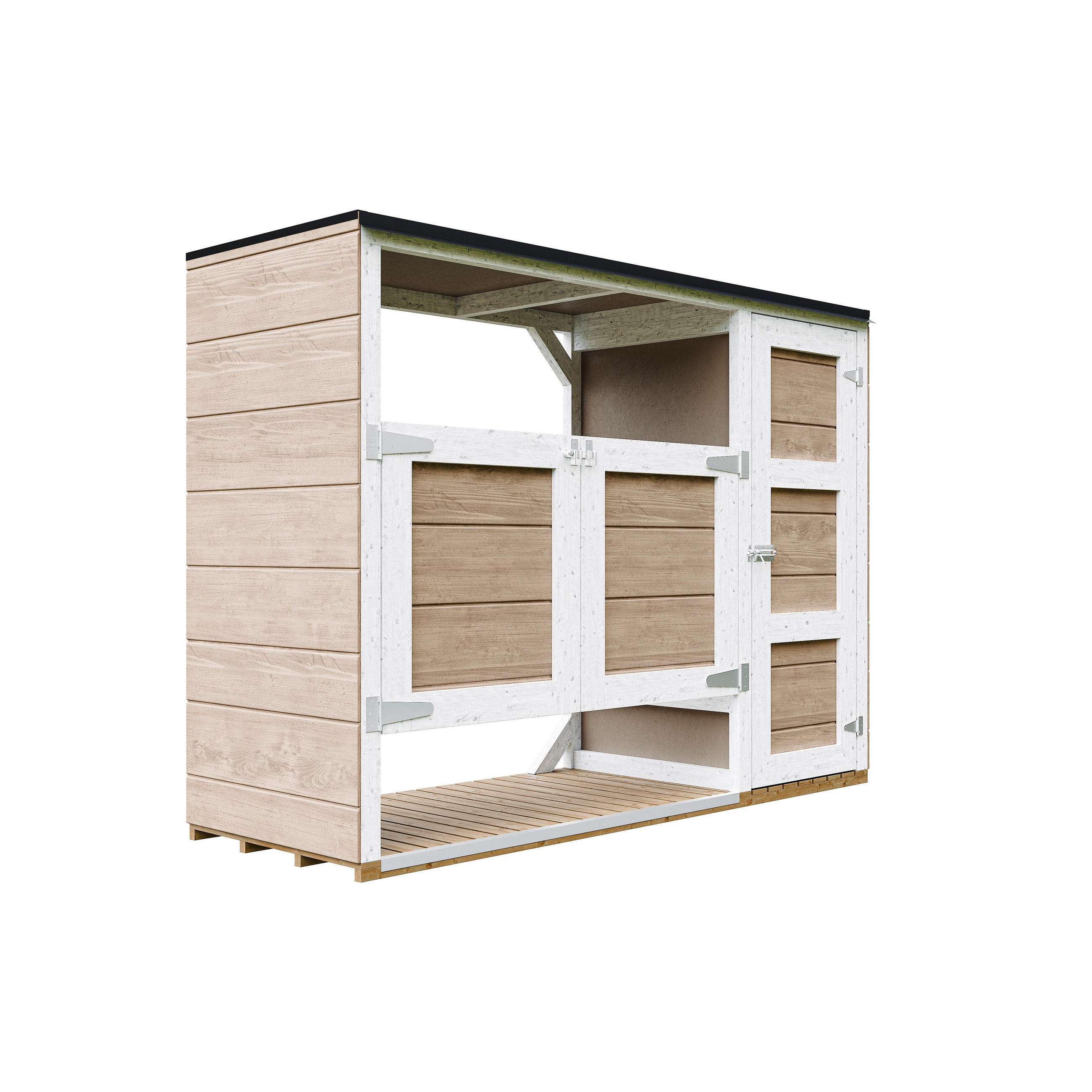 MÜLLTONNENBOX 2er 240L, Timbela M981A-TERRA BROWN, Aus Wetterfest LP Smartside Holz - Braun, Holz (217/159/75cm) - Timbela