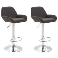 BARHOCKER 2er-Set DUBLIN Dunkelgrau Stoff Chrom - Dunkelgrau, Textil/Metall (51/89/52cm) - DELUKE