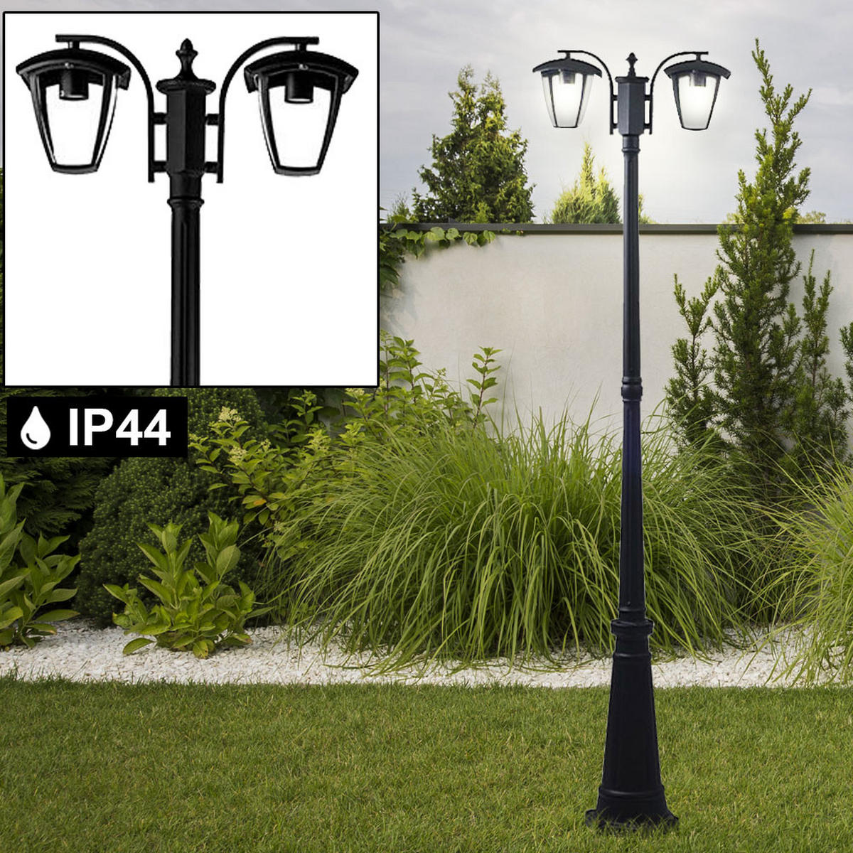 STEHLEUCHTE Aluminium Schwarz Garten - Schwarz, Glas (50/50/190cm)