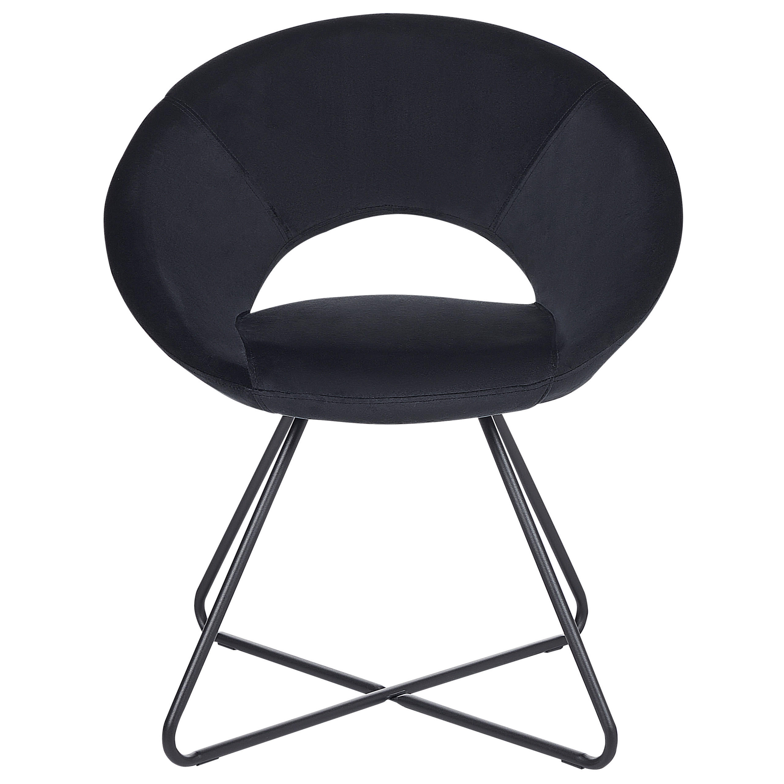 SESSEL Samtstoff Schwarz Rachel - Schwarz, Textil/Metall (65/77/57cm) - Beliani