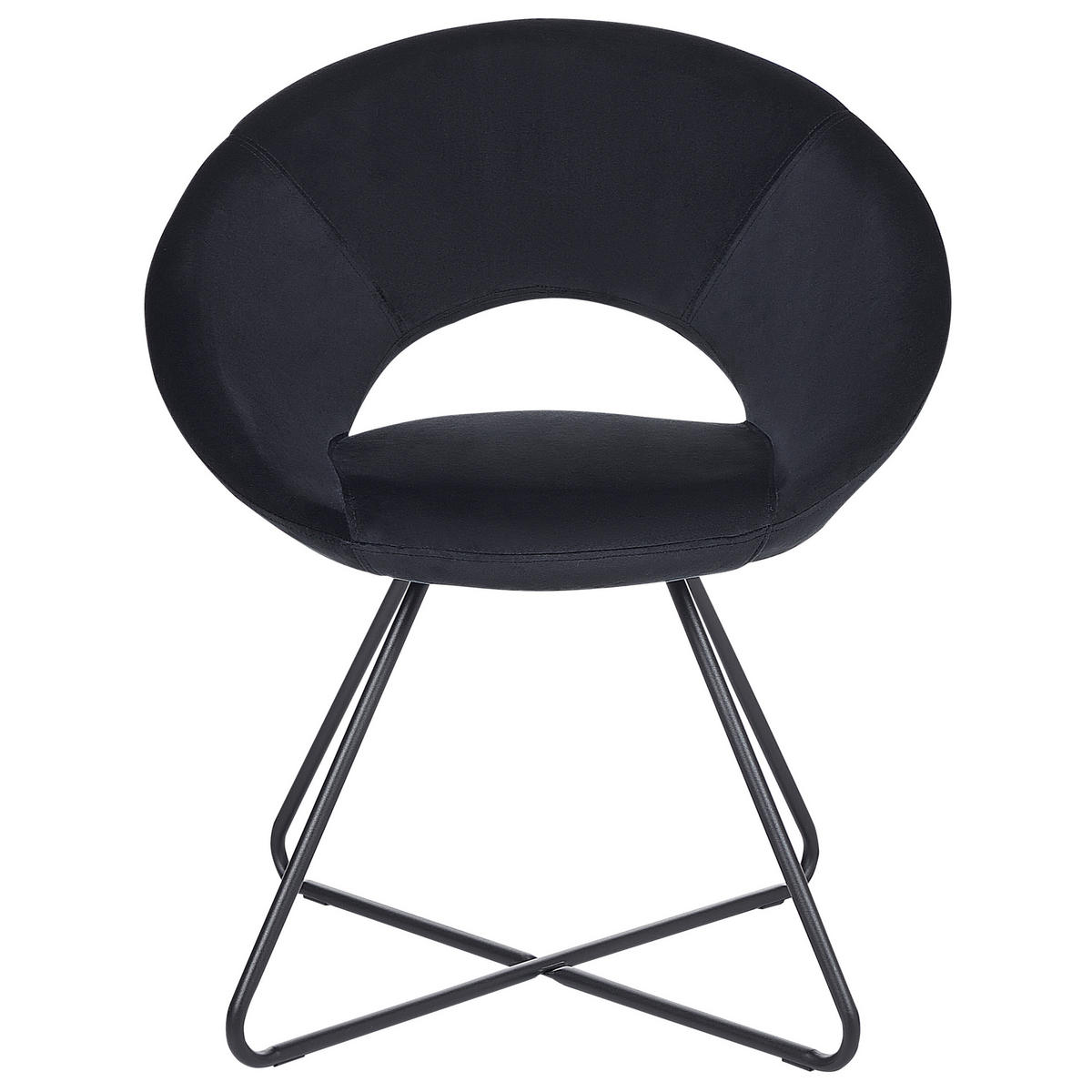 SESSEL Samtstoff Schwarz Rachel - Schwarz, Textil/Metall (65/77/57cm) - Beliani