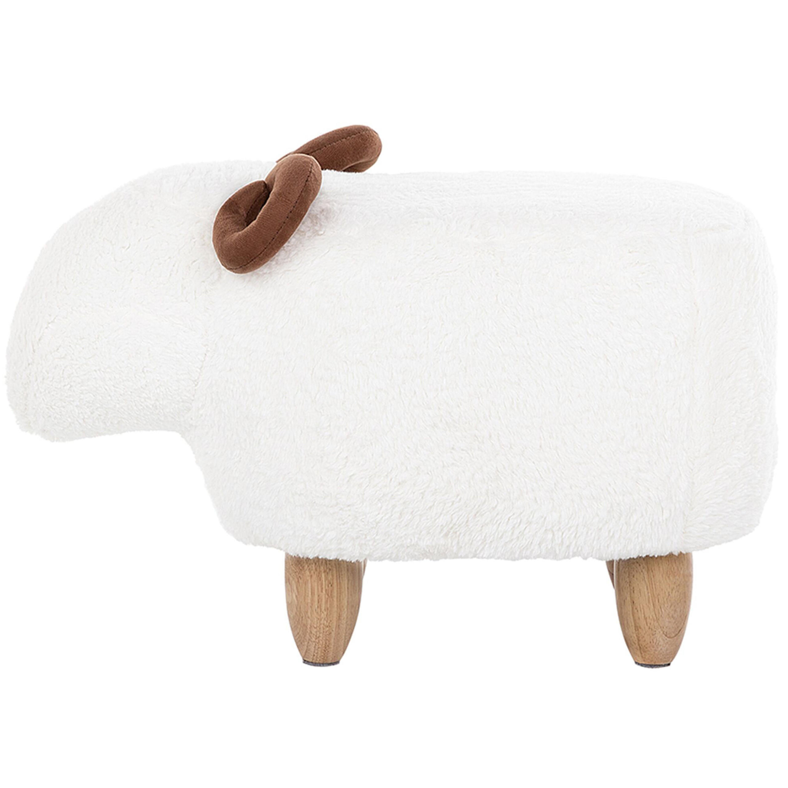 TIERHOCKER Lamb 34/61/36 cm - Weiß, Kunststoff/Textil (61/36/34cm) - Beliani