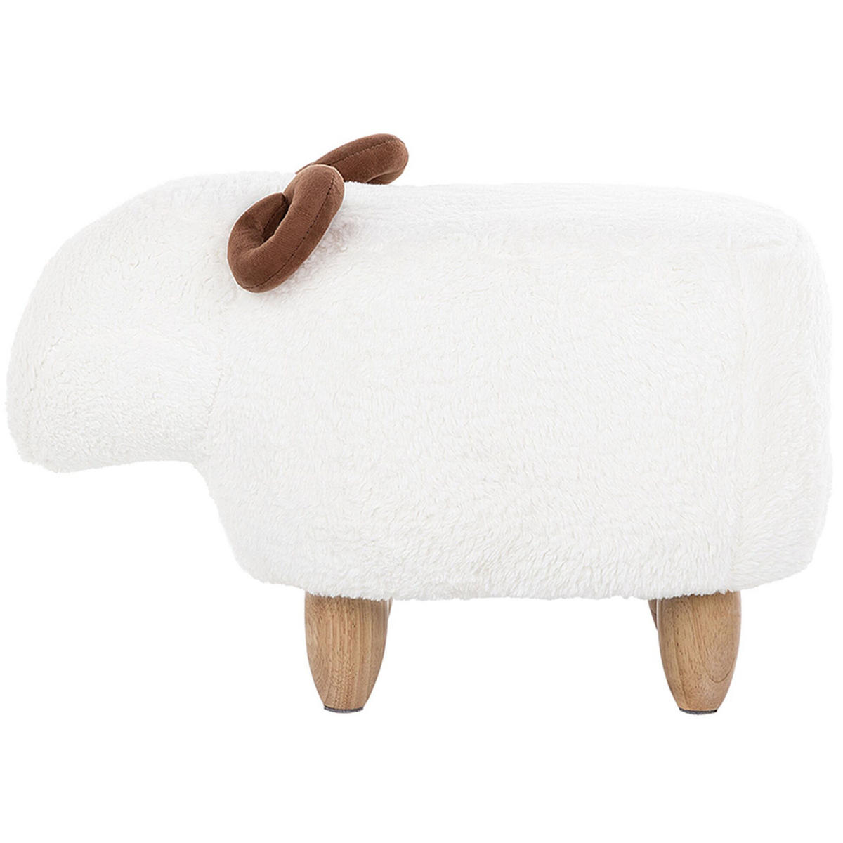 TIERHOCKER Lamb 34/61/36 cm - Weiß, Kunststoff/Textil (61/36/34cm) - Beliani