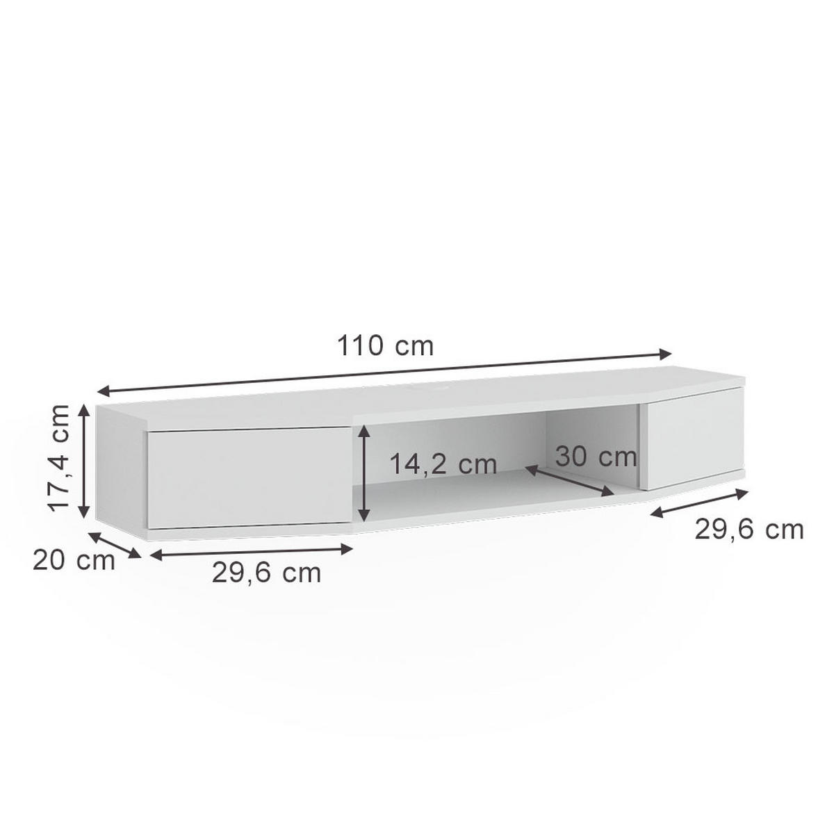 LOWBOARD Walter Weiß 110 x 17.4 cm mit 2 Türen - Weiß, Holzwerkstoff (110/17.4/30cm) - Vicco