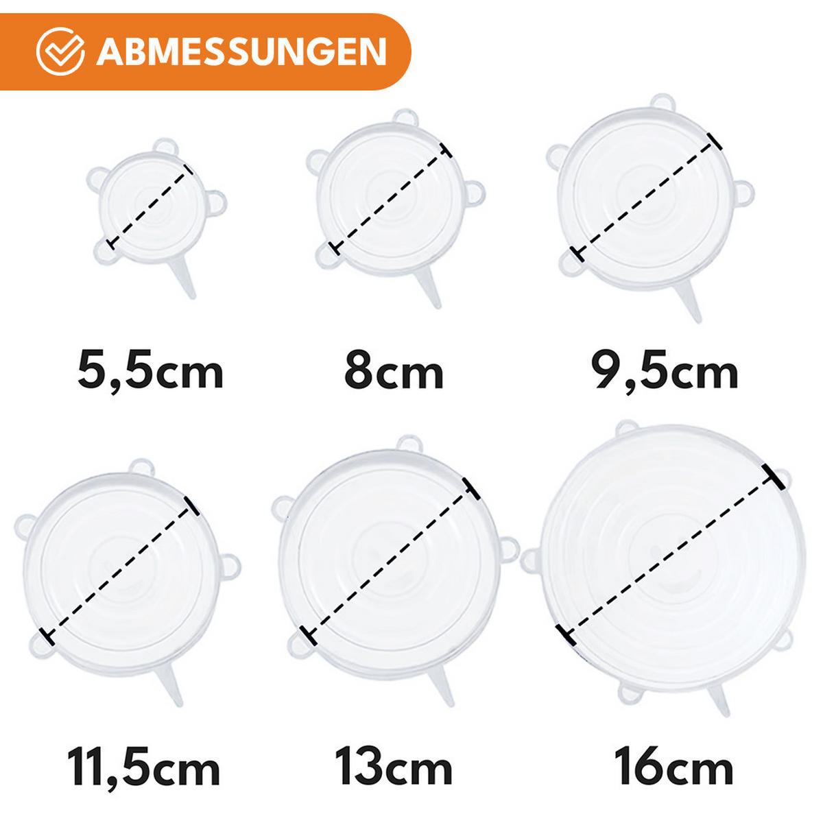 SILIKONDECKEL Set 6 Stück - Transparent, Kunststoff (16/1/16cm) - KRUMAD