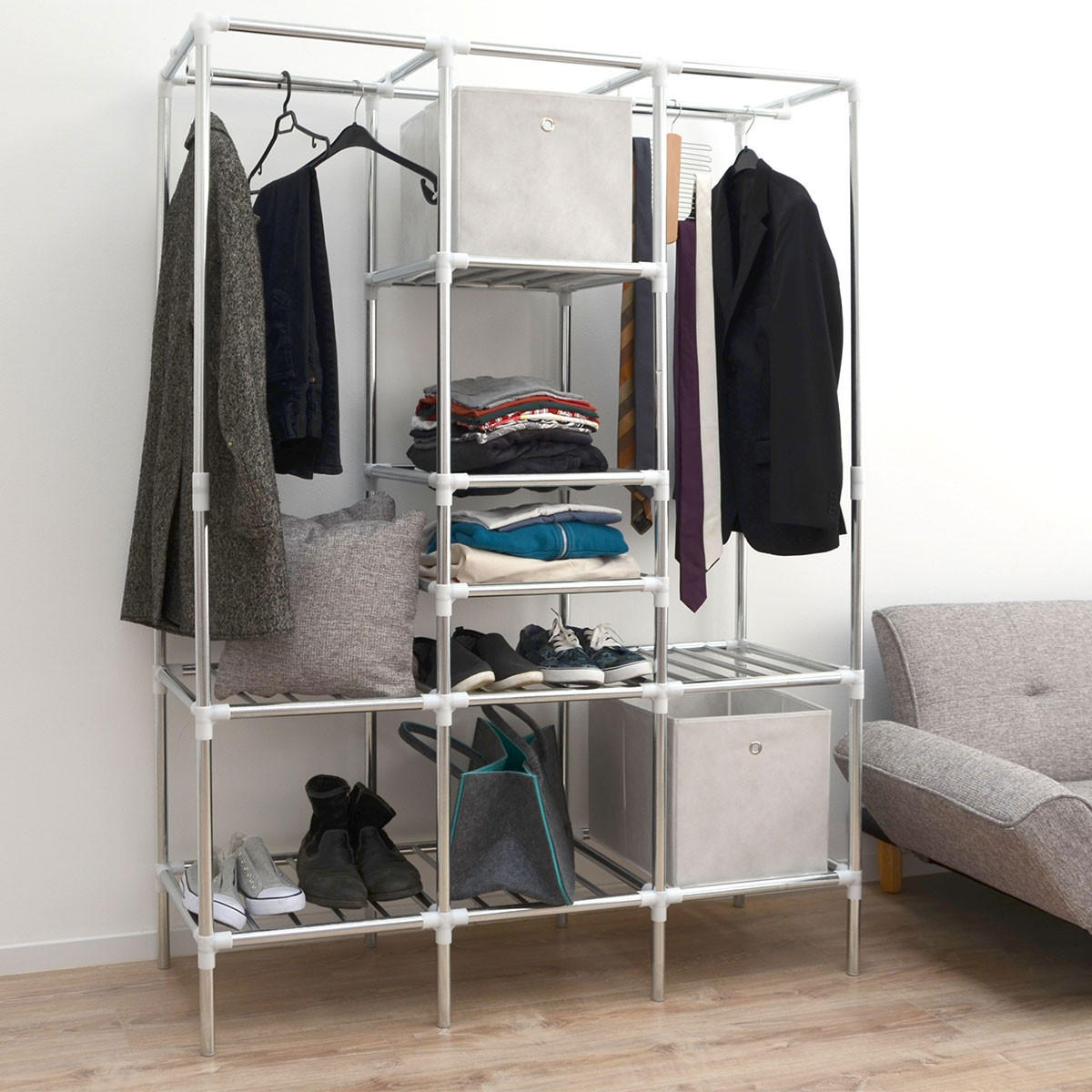 METALL-KLEIDERSCHRANK 178x128x44,5 cm - Silberfarben, Metall (44.5/178/128cm) - eyepower
