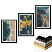 WANDBILDER 3er-Set - 40x60 cm Schwarzer Rahmen - Meerstrand Zitronen Berge - Schwarz, Kunststoff (40/60cm) - ArtPrintCave