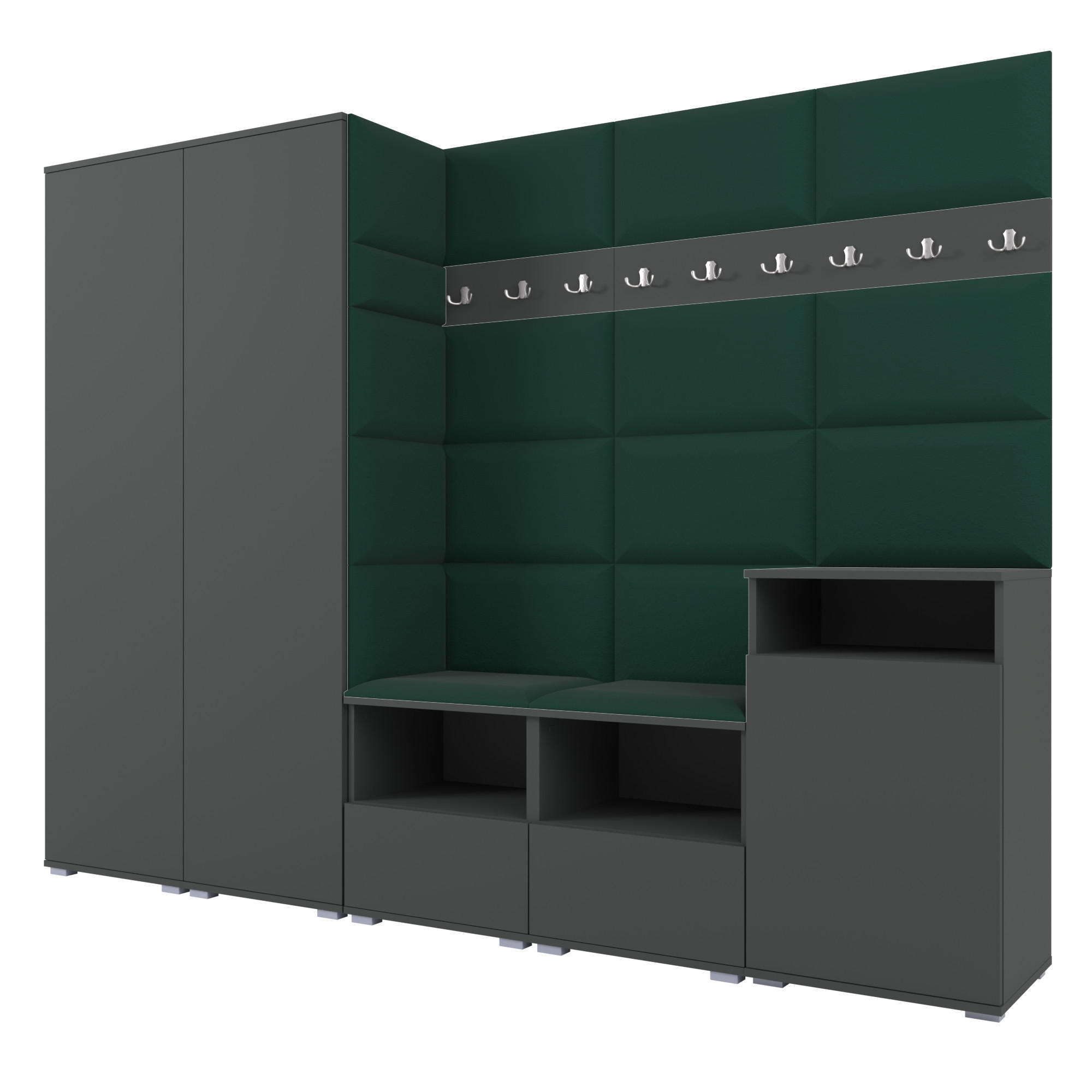 Ravio Garderobe Graphit, Dunkelgrün 250x187x40 cm