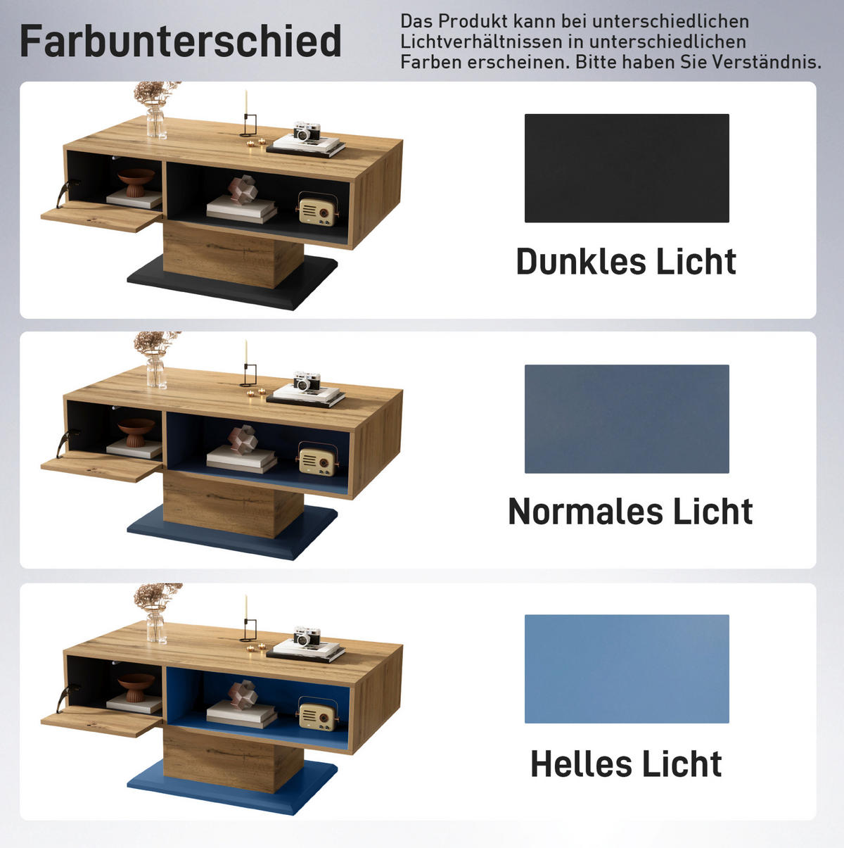 COUCHTISCH aus Spanplatte 100x50x46,5 cm in Naturfarben mit Stauraum - Naturfarben, Holzwerkstoff (100/50/46.5cm) - Modfu
