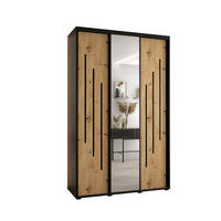 SCHWEBETÜRENSCHRANK 235,2/160/60 3-türig - Schwarz/Eiche Artisan, Holz/Metall (160/235/60cm) - Abiks Möbel