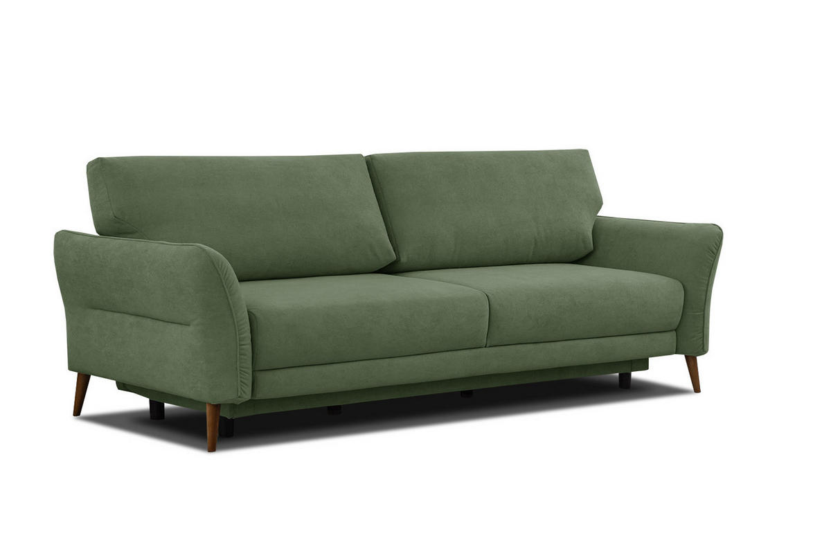 SOFA FIGARI 3-Sitzer mit Schlaffunktion, grün - Braun/Grün, Holz/Textil (232/90/107cm) - Courtois Laville