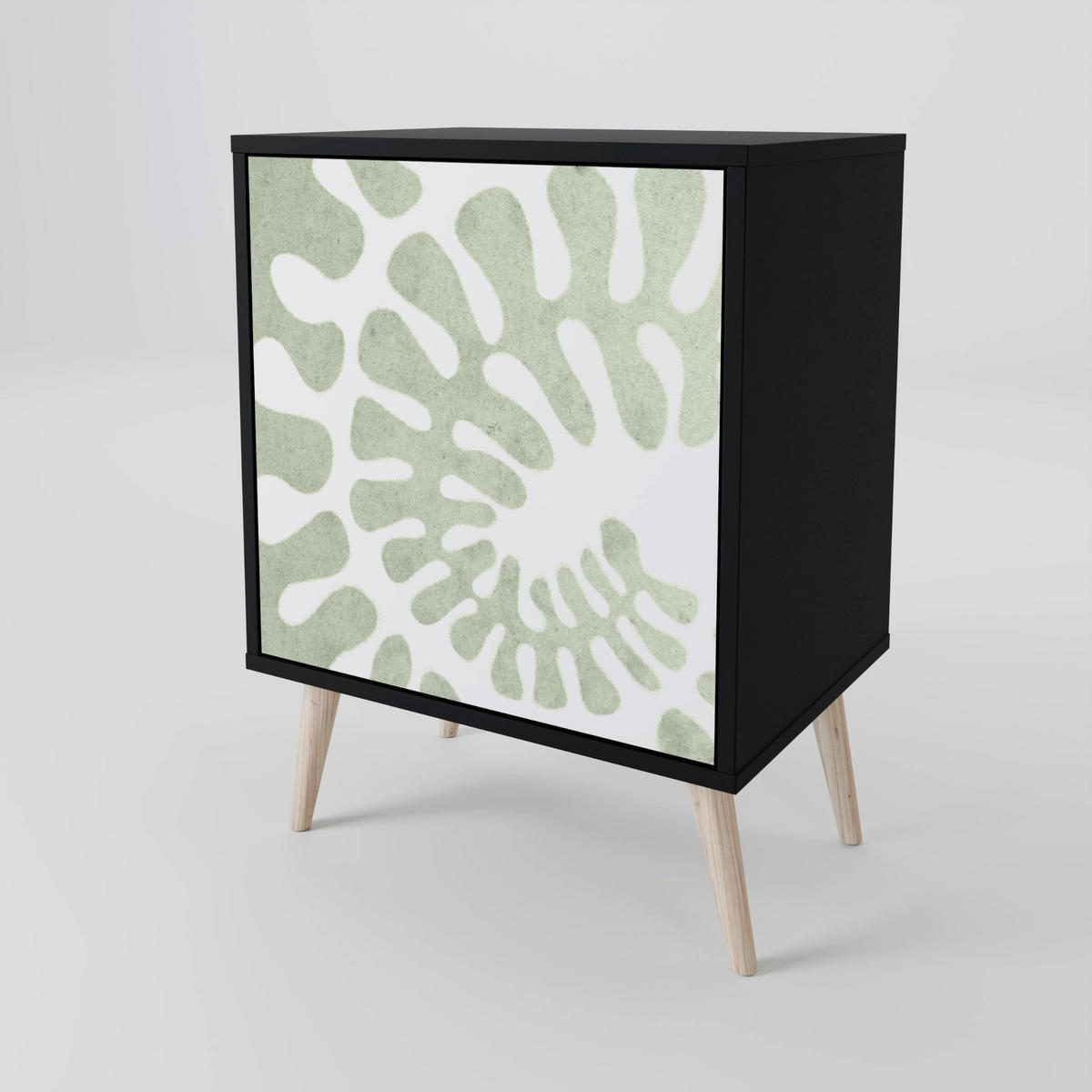 SIDEBOARD HELIX DANCE, Schwarz, 57,5x42x75,5 cm, Goldfarbene Metallfüße - Goldfarben/Multicolor, Holzwerkstoff/Metall (57.5/75.5/42cm) - SpaceRebels