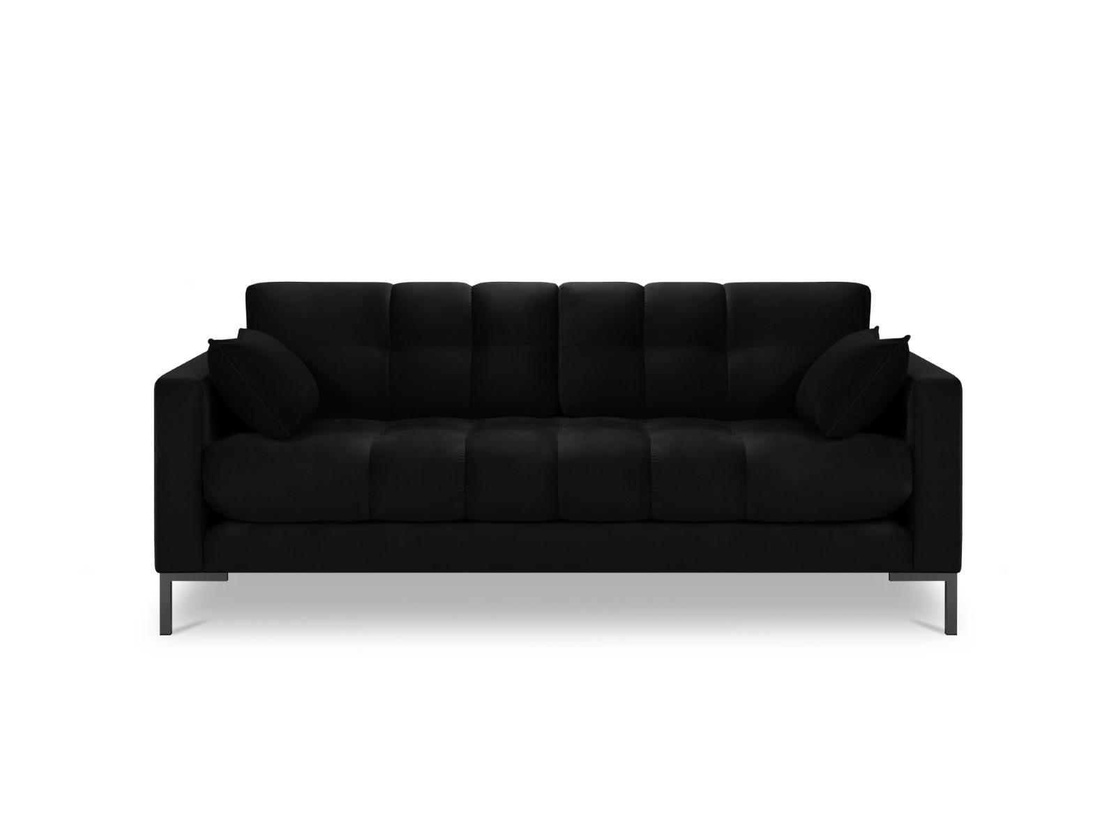 SOFA Mamaia aus Samt schwarz 3 Sitzplätze - Schwarz, Textil (92/75/177cm) - Micadoni