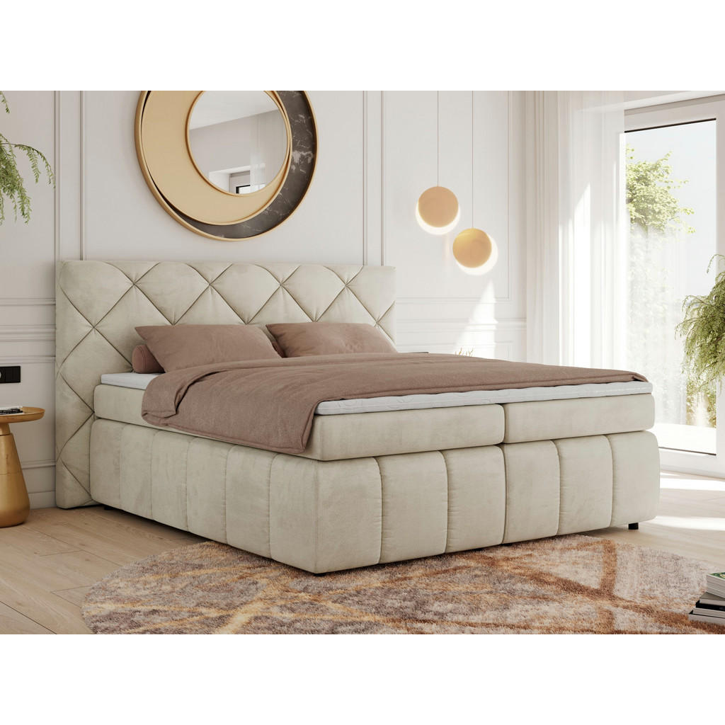 Thumbnail - Xxxl Boxbett, Beige, Textil, 2-Sitzer, H3, Rechteckig, 160x200 cm, Oeko-Tex®, Schlafzimmer, Betten, Boxspringbetten