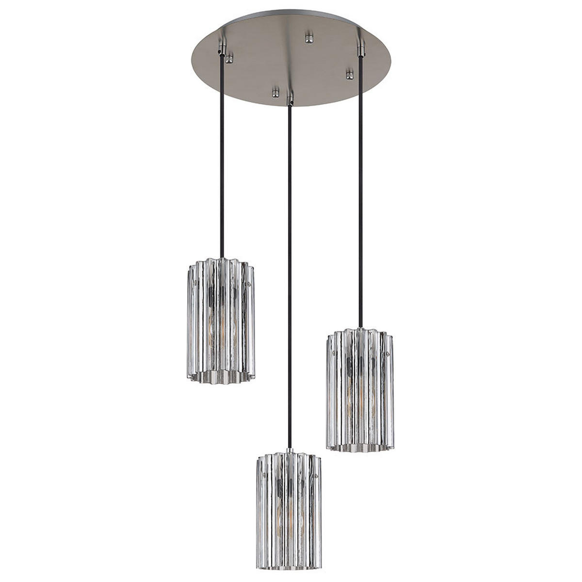 LED HÄNGELEUCHTE Metall Silber 3-flammig - Silberfarben, Glas (38.5/38.5/120cm) - Globo Lighting