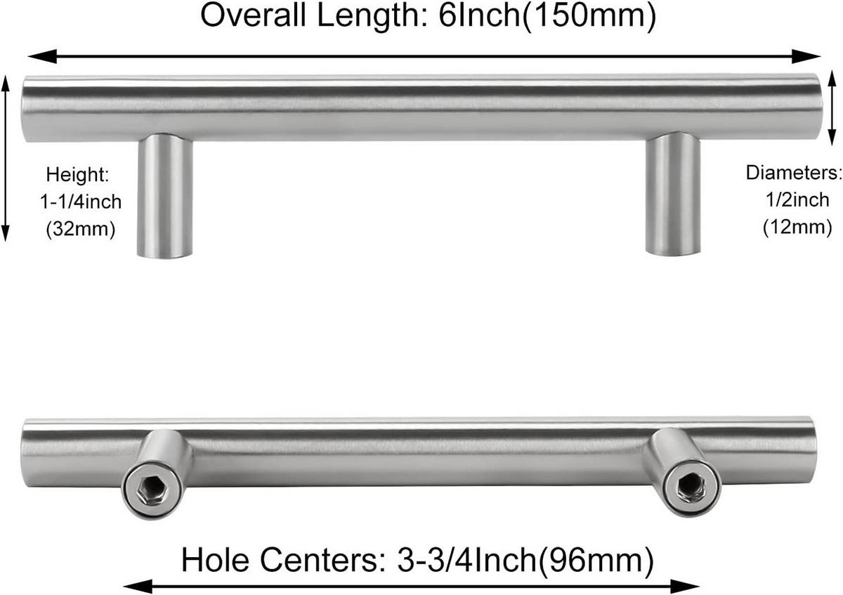 MÖBELGRIFF Silber 10er-Set 96 mm Edelstahl - Silberfarben, Metall (1.2/3.2/2.5cm)