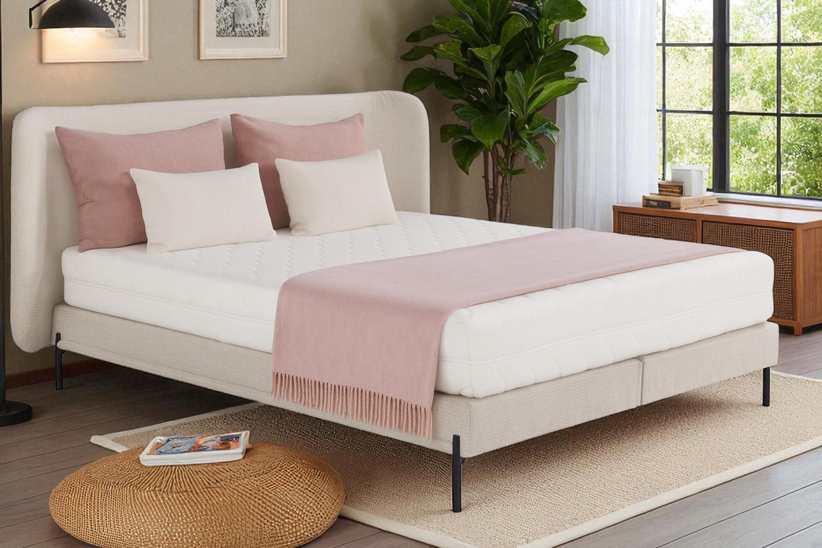 POLSTERBETT mit Matratze SIERRA, Creme, 160x200 cm - Creme, Textil (160/200cm) - KS Home Concept