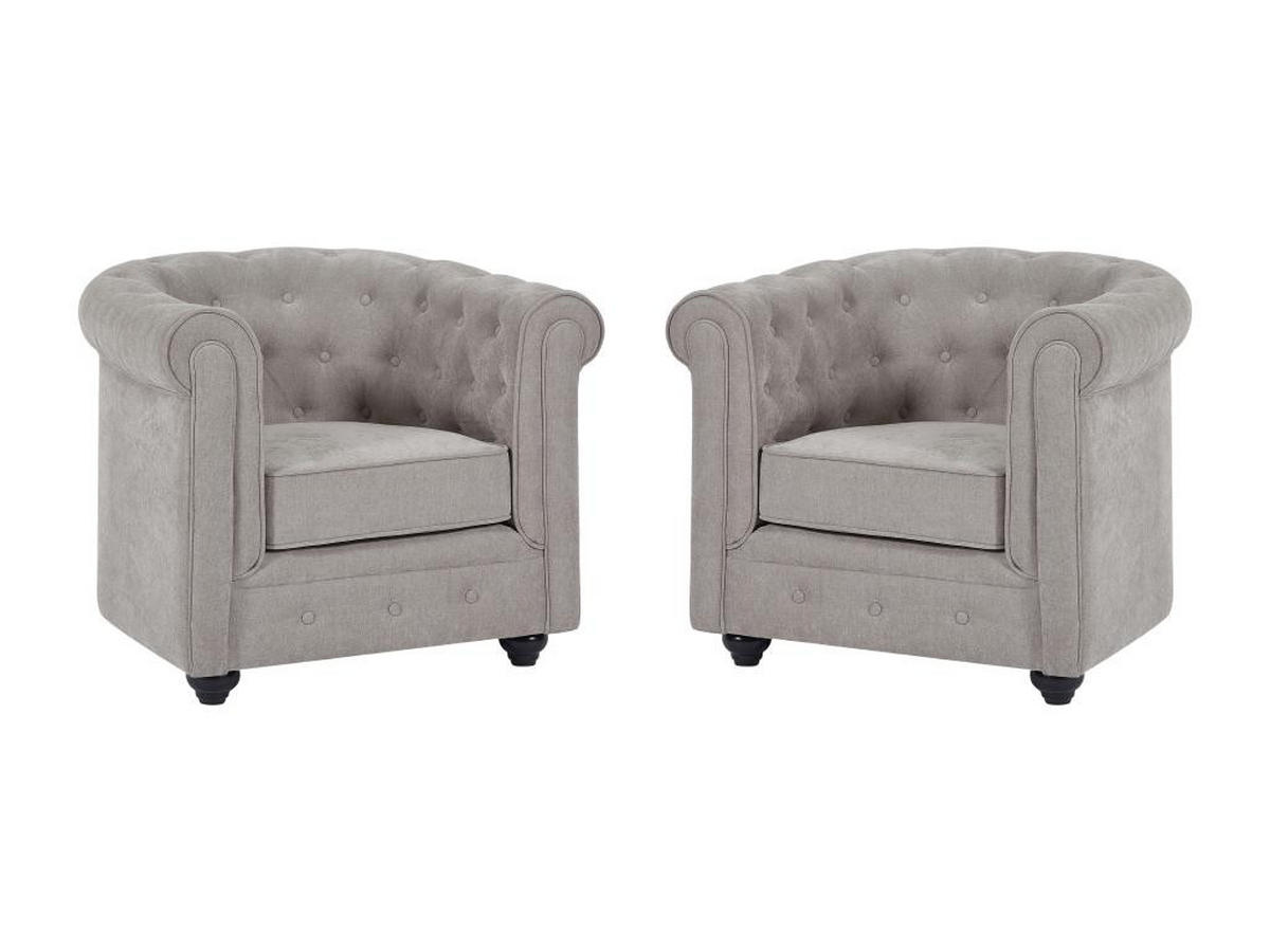 2ER-SET Sessel - Stoff - Grau - CHESTERFIELD - Grau, Textil (78/72/82cm) - Vente-Unique
