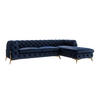 ECKSOFA Chesterfield Lexi Marineblau Samt, Ottomane rechts - Goldfarben/Dunkelblau, Holz/Textil (305/200cm) - S-Style Möbel