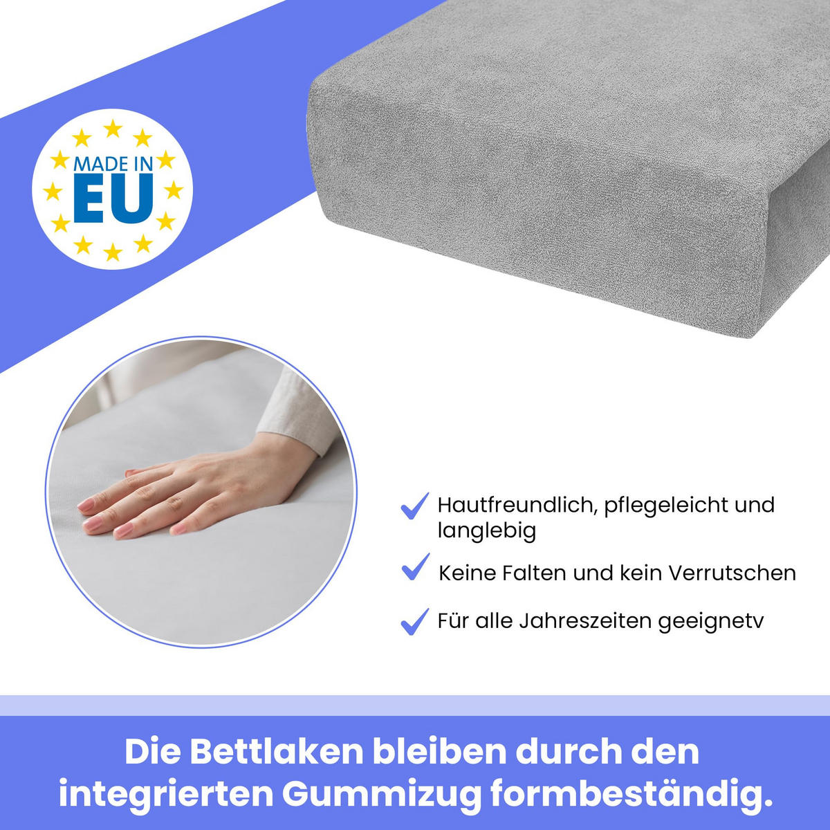 SPANNBETTLAKEN 160/200 cm, Frottee Elastisch 100 % Baumwolle Silber - Grau, Textil (160/200cm) - Best For Home