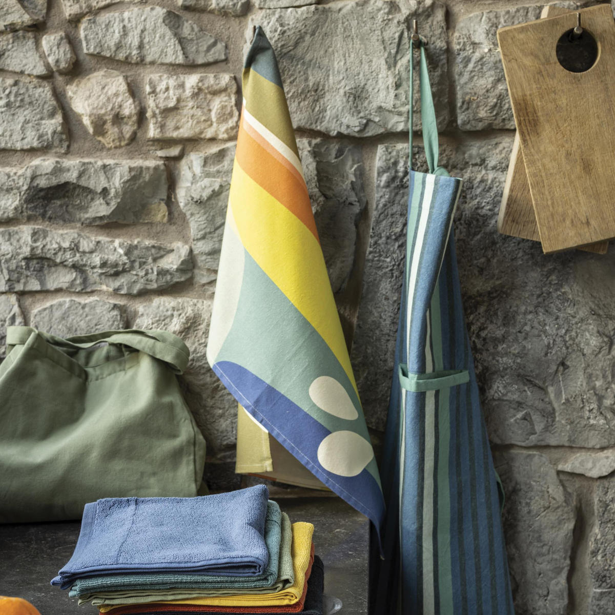 RECYCELTES GESCHIRRTUCH Lineo multico 50 x 70 cm - Multicolor, Textil (50/70cm) - Winkler