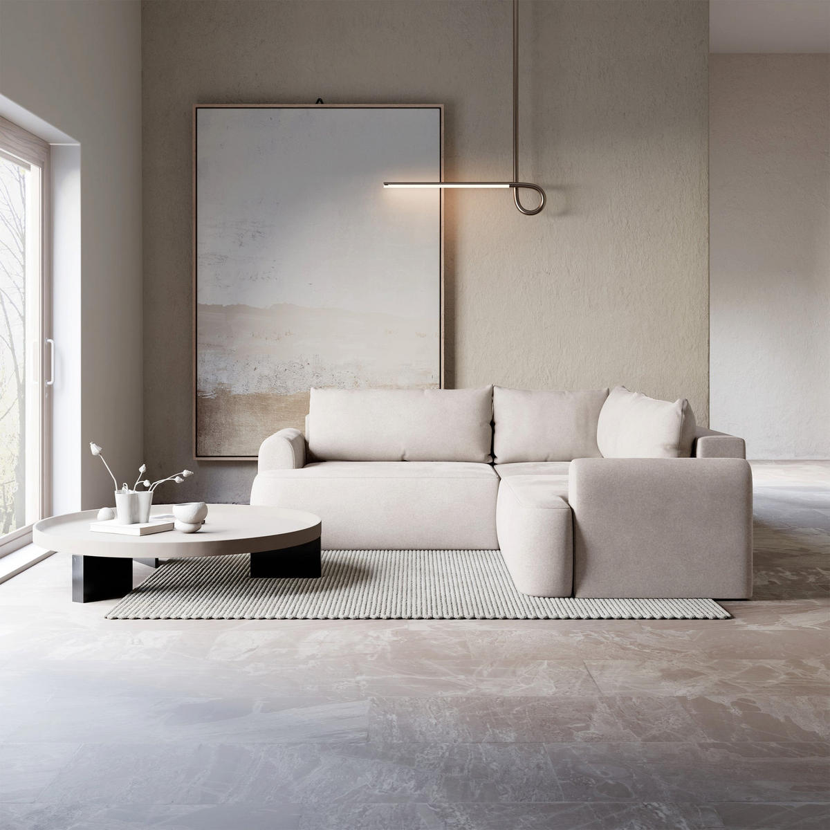 ROHOVÁ POHOVKA Ovo Černá látka univerzální s úložným prostorem - černá/ecru, textil/plast (245/245cm) - Selsey