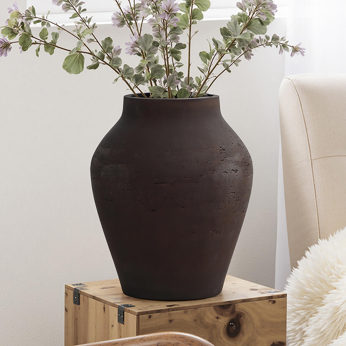 VASE Soma, 40 cm hoch - Dunkelbraun, Naturmaterialien (40cm) - Hometopia