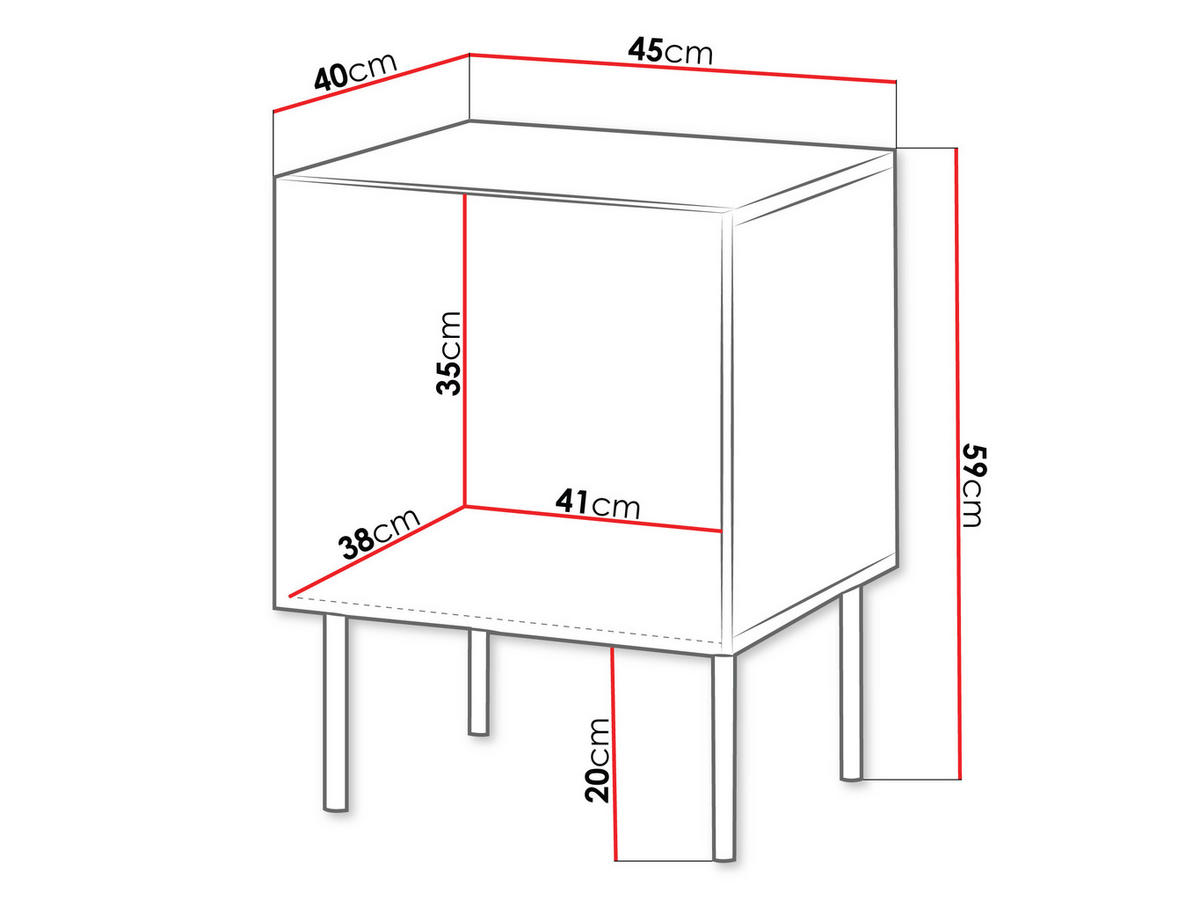 NACHTTISCH-SET Isla (2 Stück) - Schwarz, Holzwerkstoff/Metall (45/59/40cm) - MIRJAN24