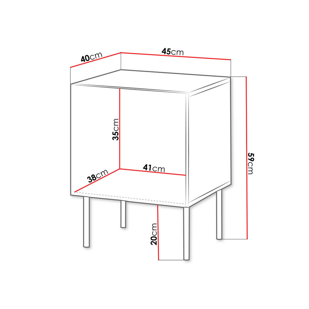 Thumbnail - Mirjan24 Nachttisch-Set, Schwarz, Holzwerkstoff, Rechteckig, rund, 45x59x40 cm, Schlafzimmer, Nachttische