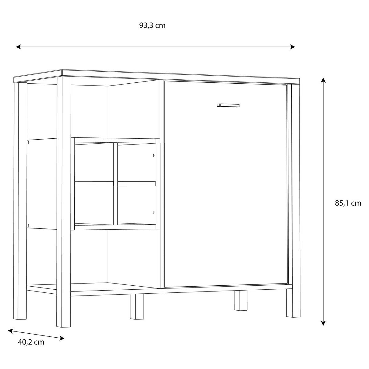 KOMMODE - Eiche Riviera Dekor / Schwarz - Schwarz/Braun, Holzwerkstoff/Metall (93/85/40cm) - home24