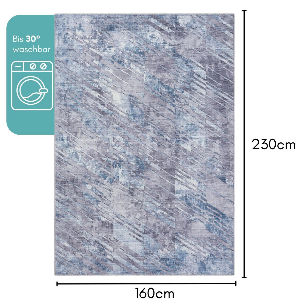 TEPPICH Maris Pastellblau,Silberfarben,Flieder 160/230 cm - Pastellblau, Textil (160/230cm) - My-Rug