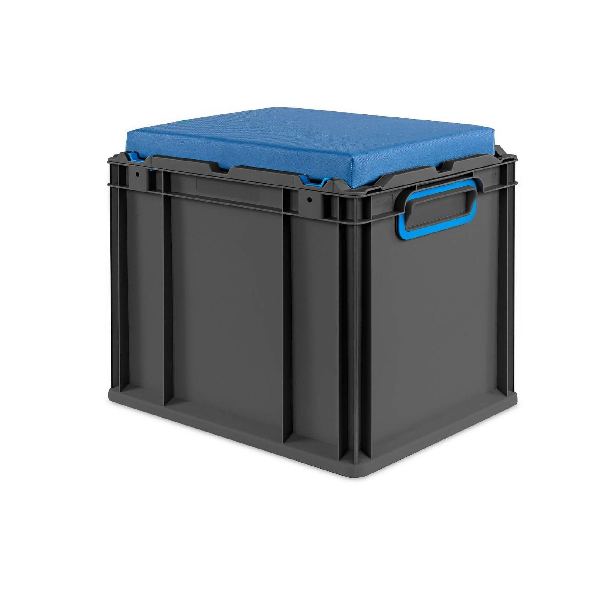 EUROBOX NextGen Seat Box Blau, HxBxT 36,5x30x40cm, 30 Liter, Griffe geschlossen, Schwarz - Schwarz, Kunststoff (30/36.5/40cm) - PROREGAL