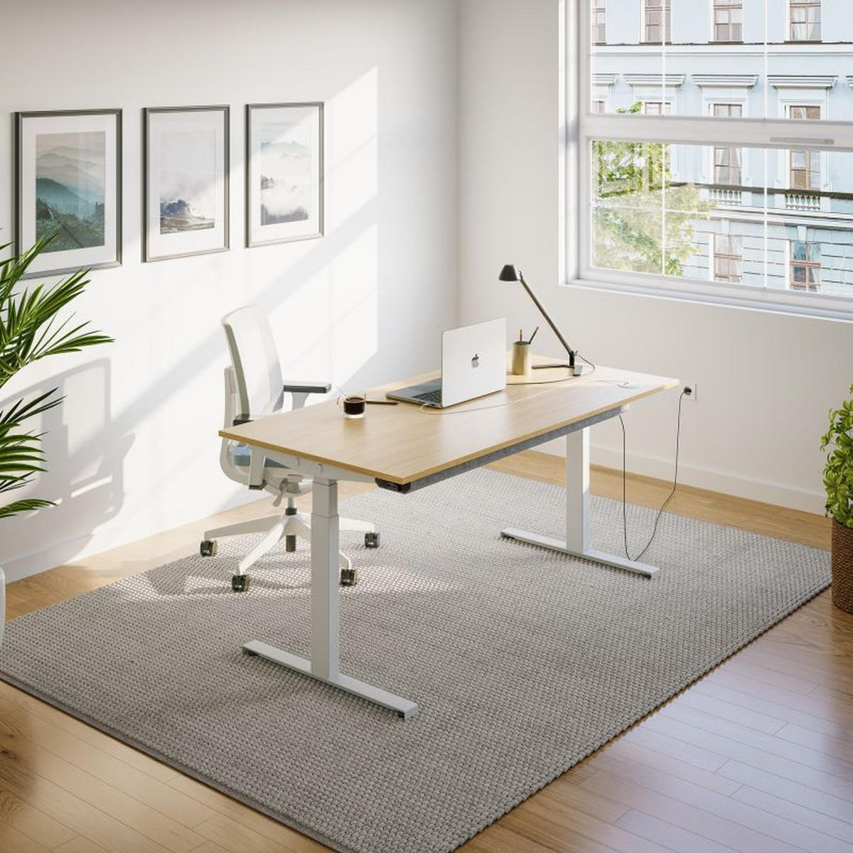 SCHREIBTISCH s32 elektrisch höhenverstellbar, 160 x 80 cm - Eichefarben, Holzwerkstoff/Metall (80/160/62cm) - hali