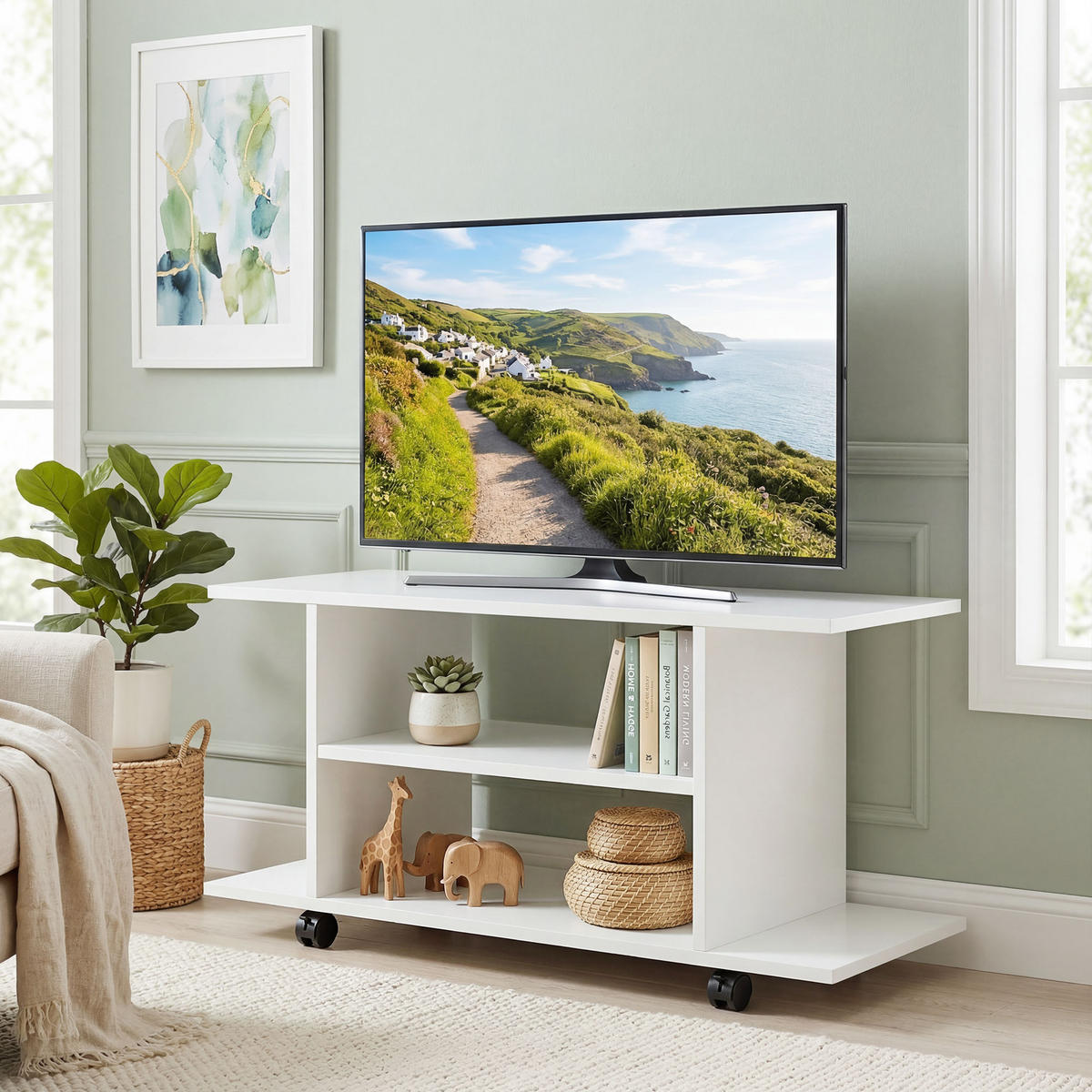 TV-MÖBEL Weiß 1 Stück - Weiß, Holzwerkstoff (80/40/40cm) - GiPP