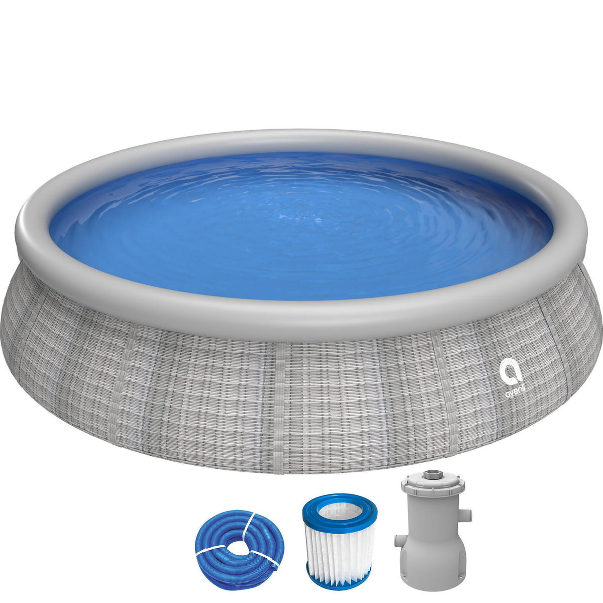 POOL Komplettset Aufstellpool Prompt Set rund 396 x 84 cm grau mit Filterpumpe - Grau, Kunststoff (396/84/396cm) - Avenli