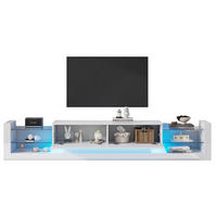TV-SCHRANK mit LED-Beleuchtung 181 cm Hochglanz Weiß 2 Klappen - Weiß, Holzwerkstoff (38/38/181cm) - Beauniv