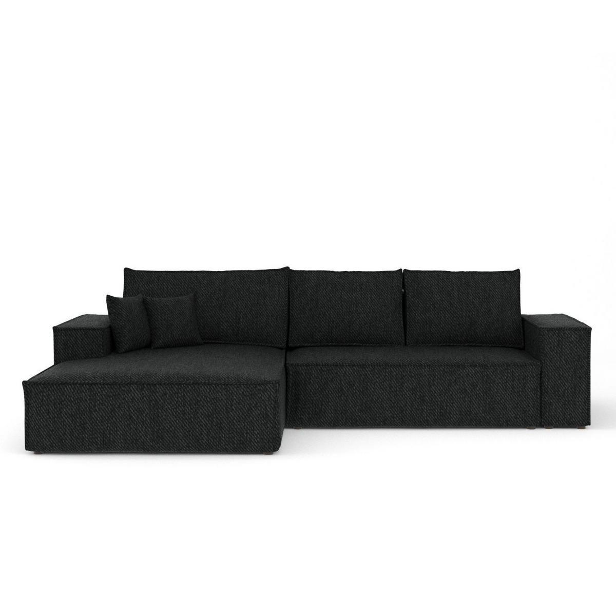 ECKSOFA TAURI mit Schlaffunktion Schwarz im Neve Stoff - Schwarz, Holz/Holzwerkstoff (294/185cm) - AltaBeds