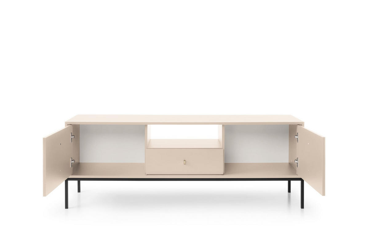 TV-ELEMENTE Melody IV 154 Beige + Schwarz - Beige/Schwarz, Holzwerkstoff (154/56/39cm) - Möblo