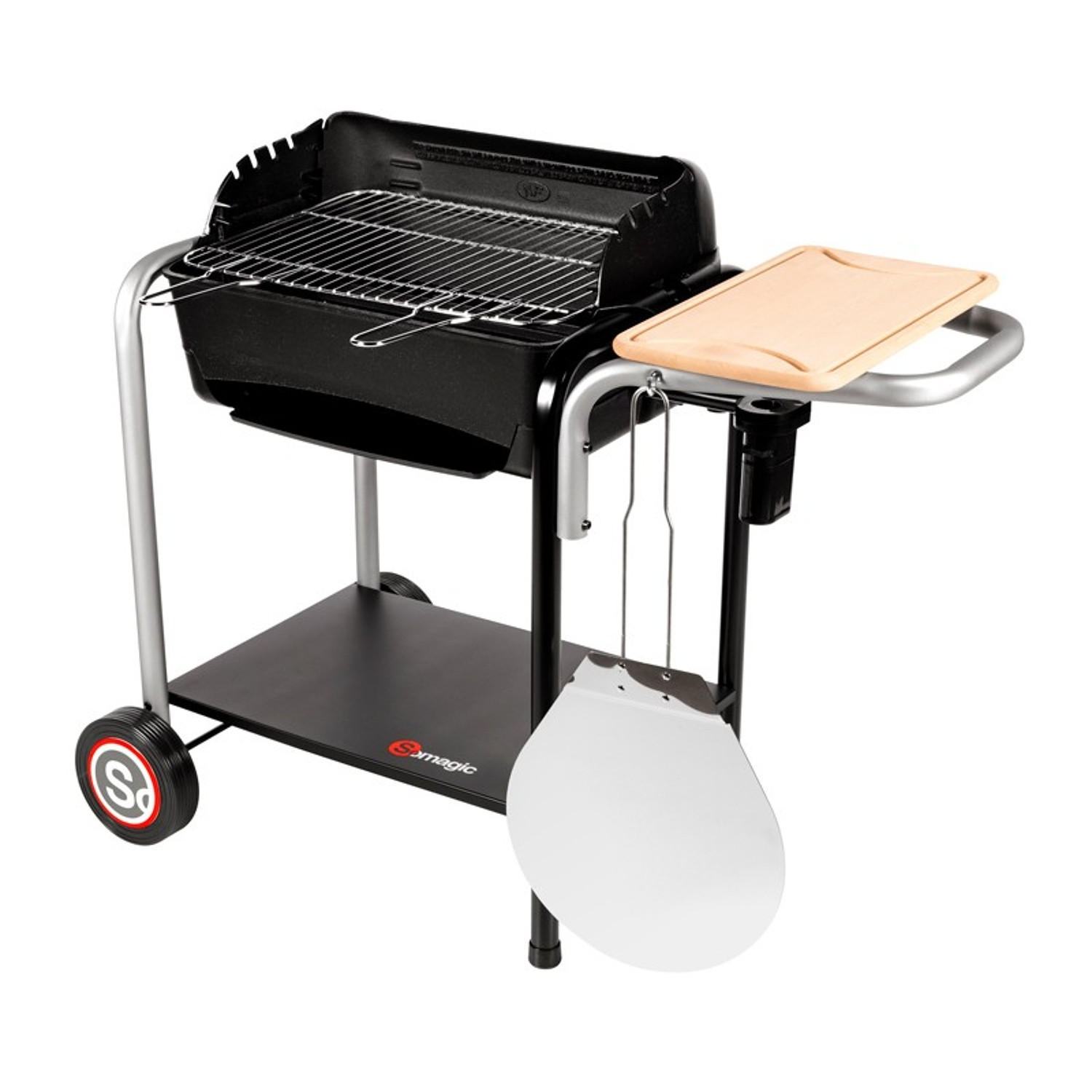 HOLZKOHLEGRILL Roma Schwarz - Schwarz, Metall (57.5/84.5/106.5cm)