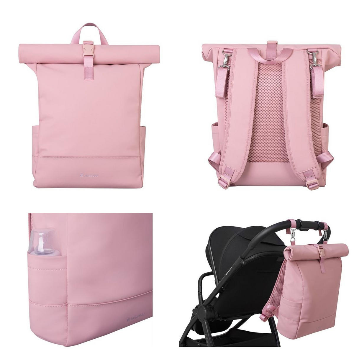 WICKELTASCHE Jayden rosa Rucksack, einstellbare Grifflänge, Reißverschluss, Sicherheitsgurt - Rosa, Textil (15/45/33cm) - Kikka boo